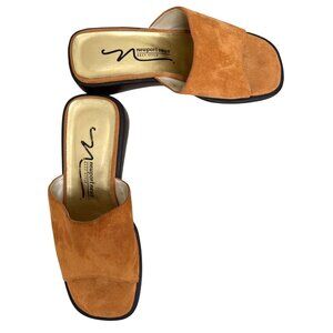 Newport News Womens Suede Slip-On Mules Orange Size 8